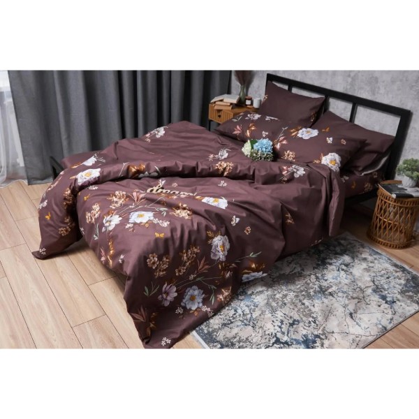 Фото - Комплект постільної білизни Moon&Star Мікросатин Premium «Floral Mocha» 175х210 см нав. 2х50х70 (MS-820005011)