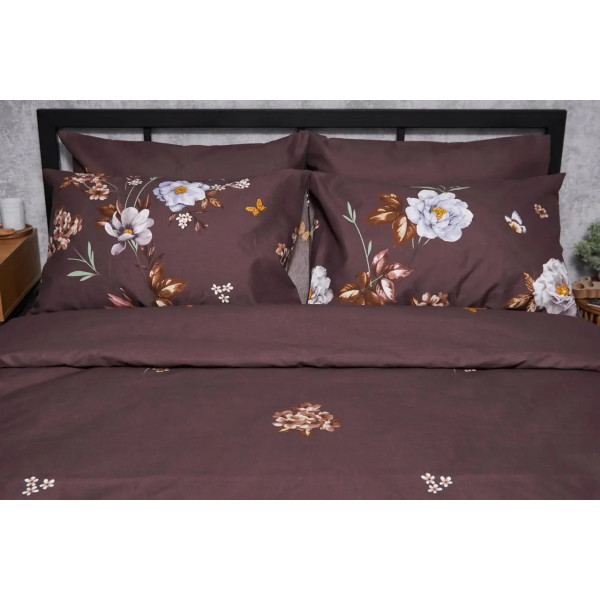 Фото - Комплект постельного белья Moon&Star Микросатин Premium «Floral Mocha» King Size 220x240 см нав. 2х70х70 (MS-820005007)