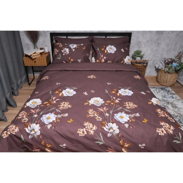 Фото - Комплект постільної білизни Moon&Star Мікросатин Premium «Floral Mocha» 175х210 см нав. 2х70х70 (MS-820005012)
