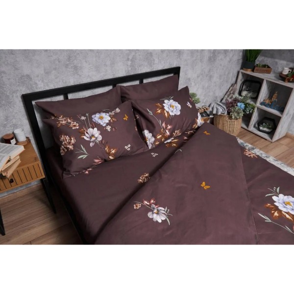 Фото - Комплект постільної білизни Moon&Star Мікросатин Premium «Floral Mocha» 175х210 см нав. 2х50х70 (MS-820005011)