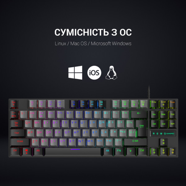 Фото - Клавіатура дротова ігрова GamePro LED USB (MK100B)