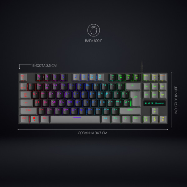 Фото - Клавіатура дротова ігрова GamePro LED USB (MK100R)