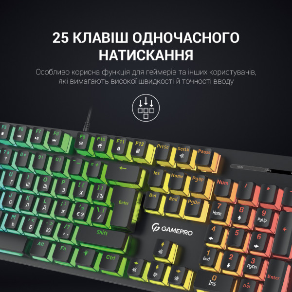Фото - Клавіатура дротова ігрова GamePro MK85R Red