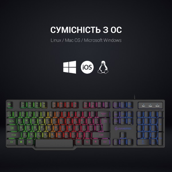 Фото - Клавіатура дротова ігрова GamePro RGB (GK380)