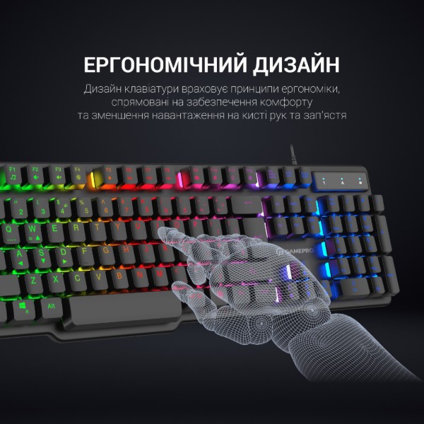 Фото - Клавіатура дротова ігрова GamePro RGB (GK380)