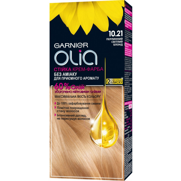 Фото - Фарба для волосся Garnier Olia 10.21 Перлинний світлий блонд 112 мл (3600542243803)