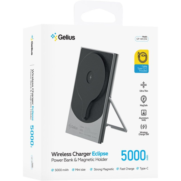 Фото - Батарея мобільна Gelius Eclipse Magnetic Wireless Charge GP-WC014 15W 5000mAh (100079)