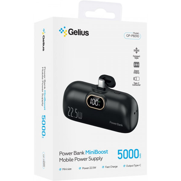 Фото - Батарея мобильная Gelius MiniBoost GP-PB310 5000mAh 22,5W Black (99417)