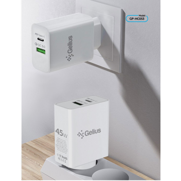 Фото - Мережевий зарядний пристрій Gelius X-Duo PRO 45W GP-HC053 White+Cable Type-C/Type-C (92355)