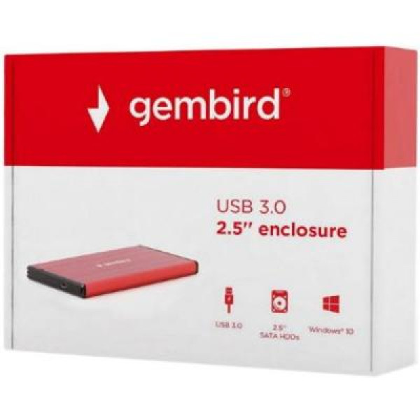Фото - Зовнішній карман Gembird USB 3.0 Red (EE2-U3S-3-R)