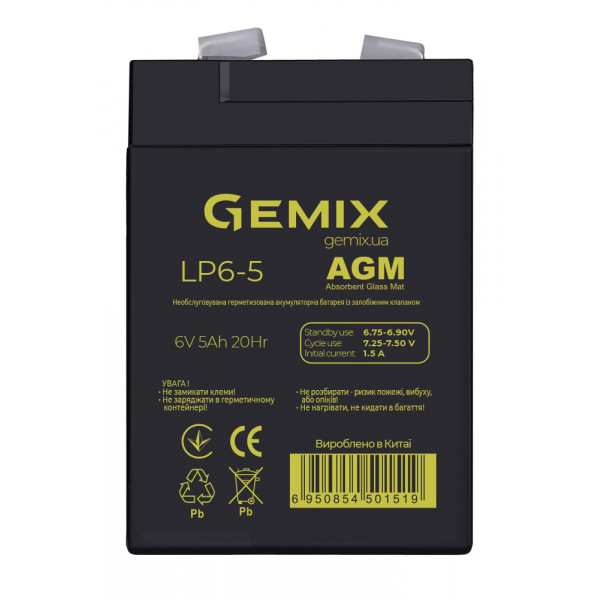 Фото - Акумулятор для ДБЖ Gemix LP6-5.0