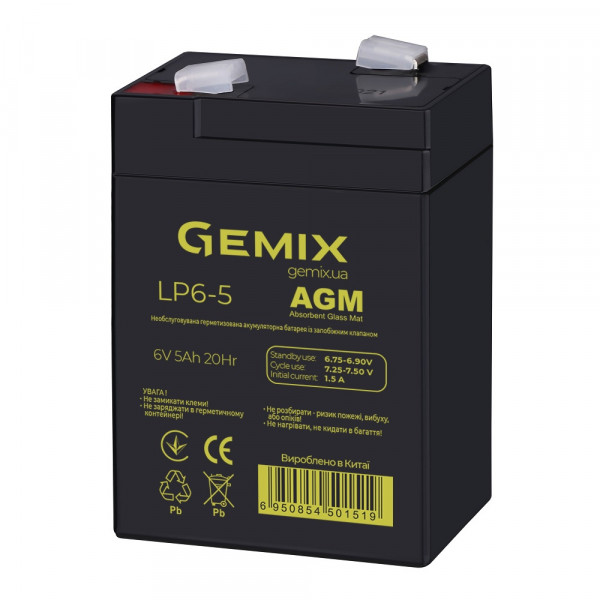 Фото - Акумулятор для ДБЖ Gemix LP6-5.0