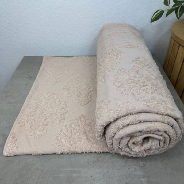 Фото - Простирадло полуторне GM Textile махрове жакардове кремове 150х200