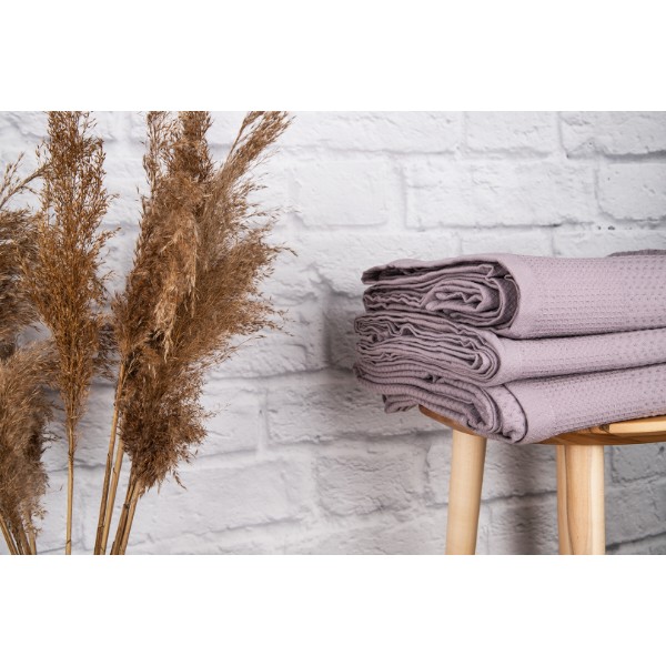 Фото - Простирадло євро GM Textile літнє вафельне попелясте 200х220