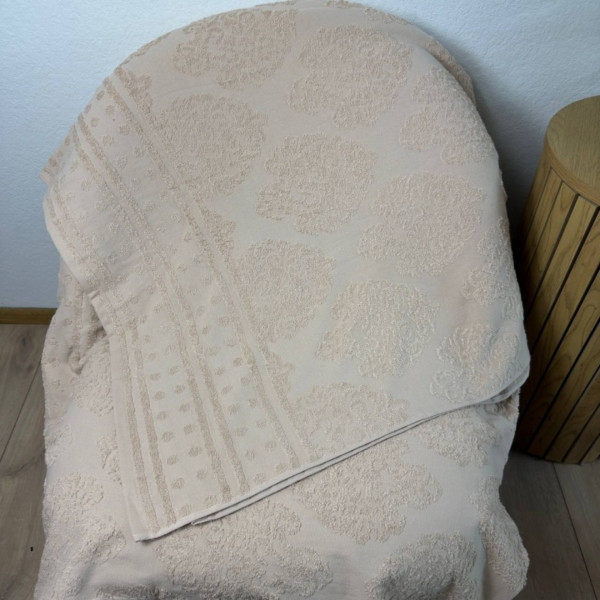 Фото - Простирадло полуторне GM Textile махрове жакардове кремове 150х200