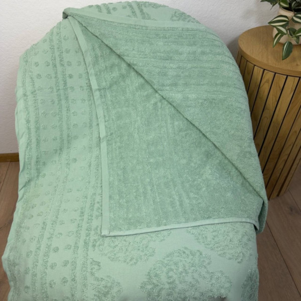 Фото - Простирадло полуторне GM Textile махрове жакардове фісташкове 150х200