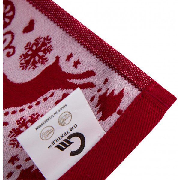 Фото - Рушник для рук GM Textile новорічні тваринки червоний 40х70