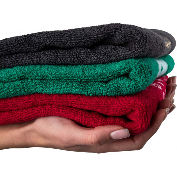 Фото - Рушник для обличчя GM Textile сірі новорічні сніжинки 50х90