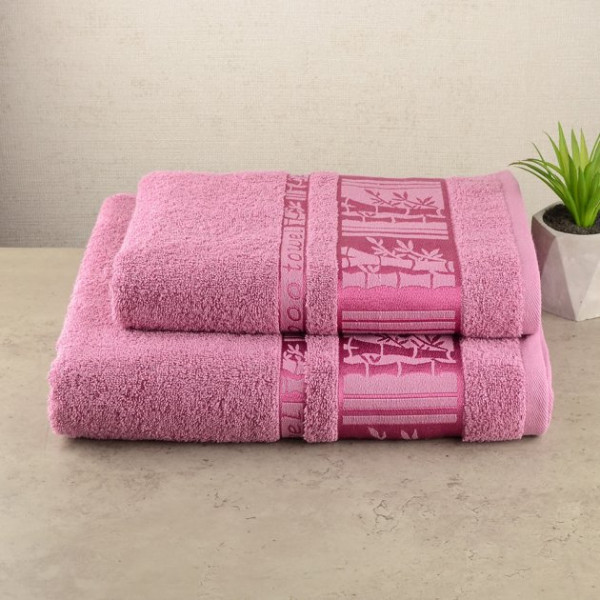 Фото - Рушник для обличчя GM Textile махровий пудра бамбук 50x90