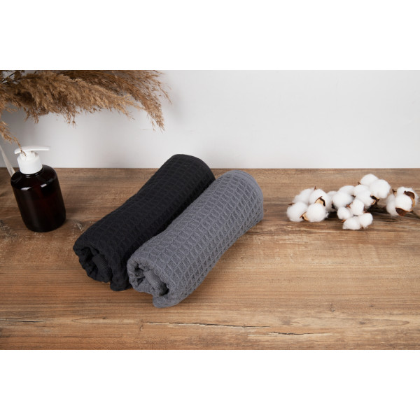 Фото - Рушник банний GM Textile вафельний чорний 70х140, 280 г/м2