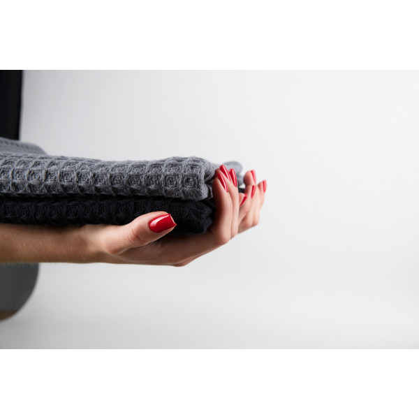 Фото - Рушник банний GM Textile вафельний чорний 70х140, 280 г/м2