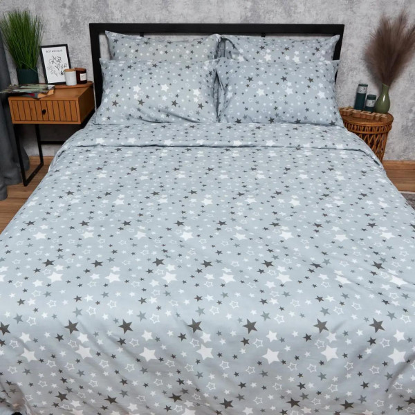 Фото - Комплект постільної білизни Moon&Star Бязь Gold Люкс Silver Stars King Size 220x240 нав. 2х50х70 (MS-820006826)