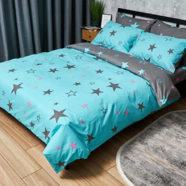 Фото - Комплект постільної білизни Moon&Star Бязь Gold Люкс Starry Skies King Size 220x240 нав. 4х50х70 (MS-820007003)