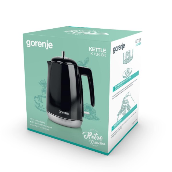 Фото - Електричний чайник Gorenje K 15 RLBK