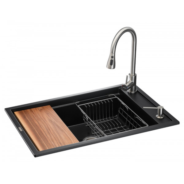 Фото - Мойка кухонная+смеситель GRANADO Basic Estella black shine