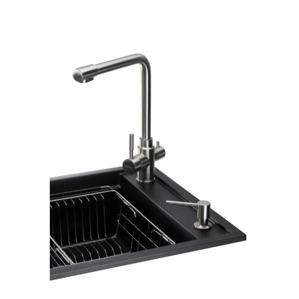 Фото - Мийка кухонна+змішувач GRANADO Optimal Estella black shine