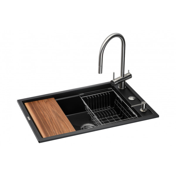 Фото - Мийка кухонна+змішувач GRANADO Royal Estella black shine