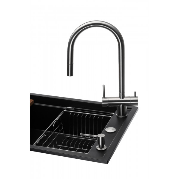 Фото - Мийка кухонна+змішувач GRANADO Royal Estella black shine