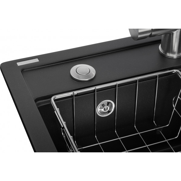 Фото - Мийка кухонна+змішувач+дозатор GRANADO Royal Artes black shine (+подрібнювач Algar+Ferrol inox+ Redondo inox+кошик+дошка)
