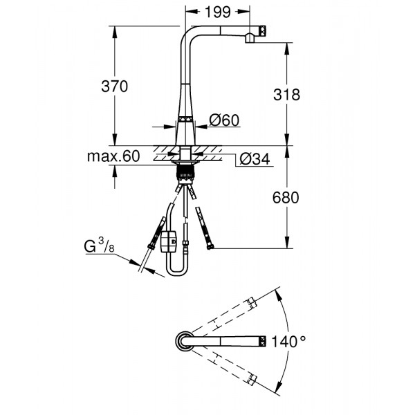 Фото - Кухонний змішувач Grohe Scala Smctr Ohm L Pull Хром (30442000)