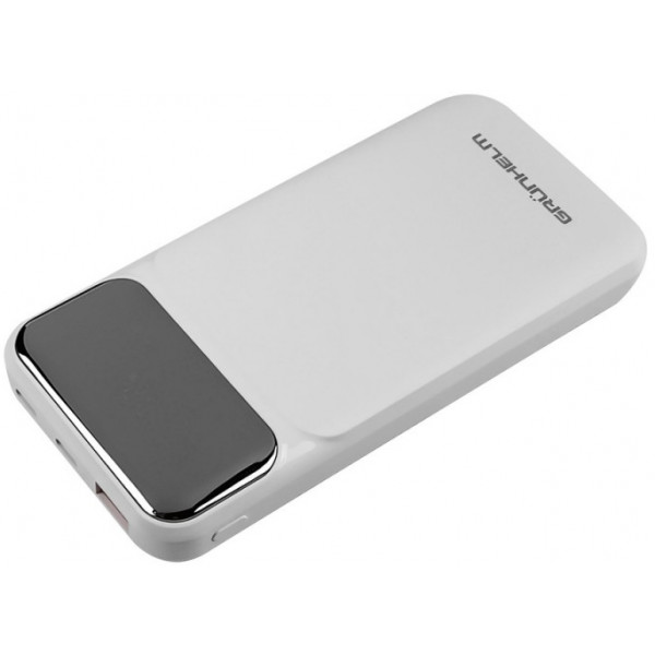 Фото - Батарея мобільна Grunhelm 10.000 mAh White швидка зарядка 22.5W (GP-10WQC)