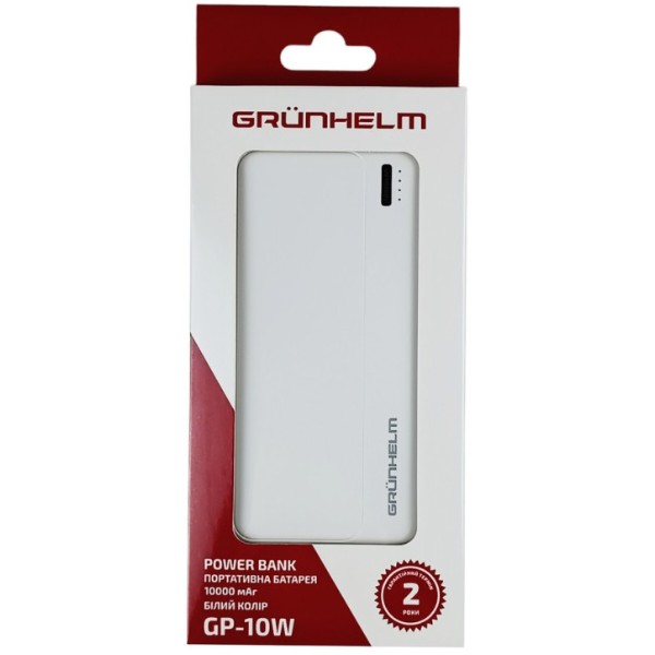 Фото - Батарея мобільна Grunhelm 10.000 mAh White (GP-10W)