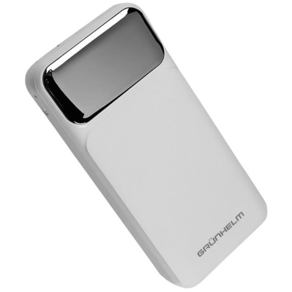 Фото - Батарея мобільна Grunhelm 20.000 mAh White швидка зарядка 22.5W (GP-20WQC)