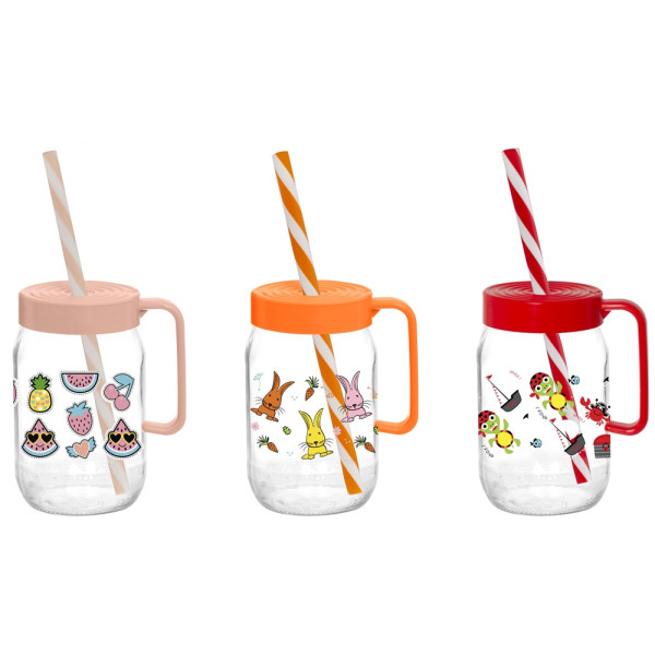 Фото - Чашка Herevin Decorated Mug-Mix-Double Colour Straw-SCT 370 мл з трубкою в асортименті (111761-300)