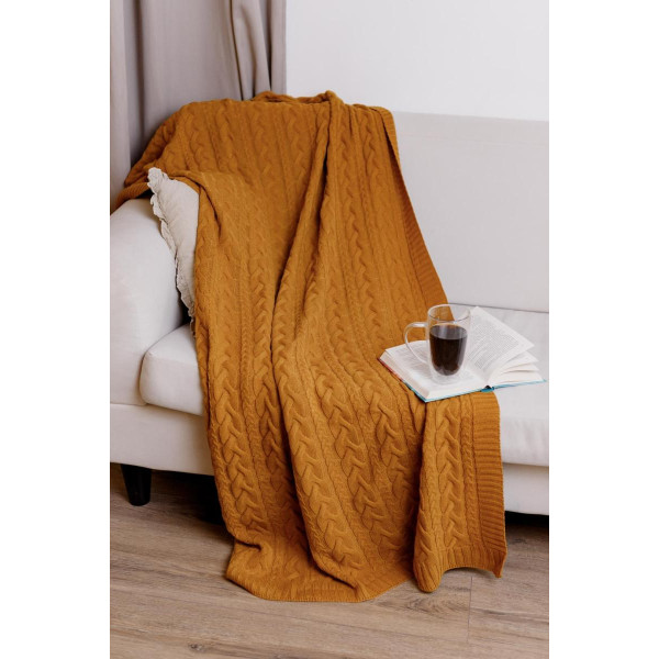 Фото - Плед полуторний Прованс Hit Kosa Охра 130х170 см (037558)