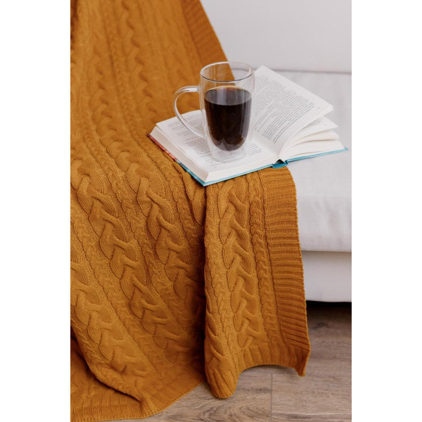 Фото - Плед полуторний Прованс Hit Kosa Охра 130х170 см (037558)