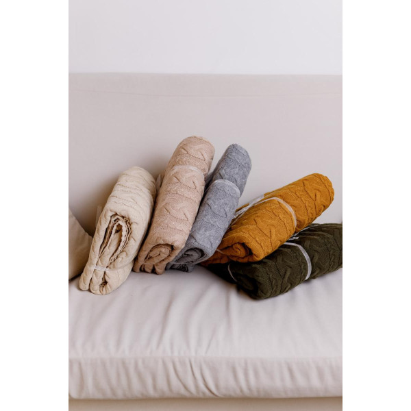 Фото - Плед полуторний Прованс Hit Kosa Охра 130х170 см (037558)