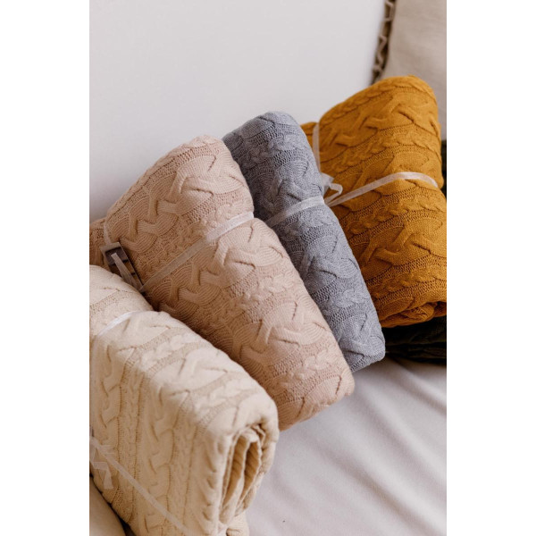 Фото - Плед полуторний Прованс Hit Kosa Охра 130х170 см (037558)