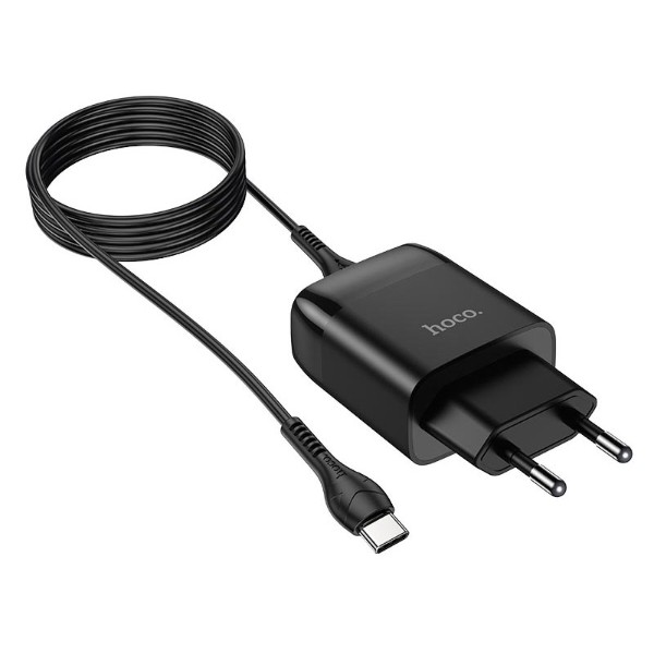 Фото - Мережевий зарядний пристрій HOCO C72Q QC3.0 charger set(Type-C) 18W Black (6931474732545)