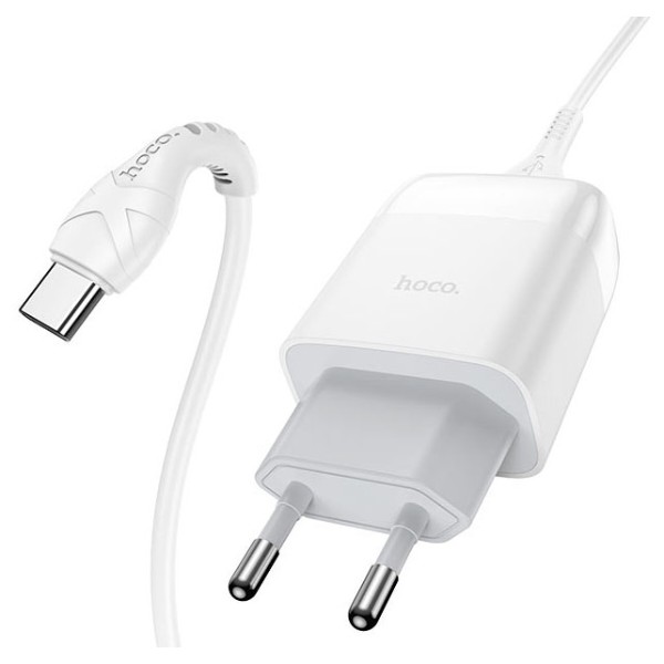 Фото - Мережевий зарядний пристрій HOCO C72Q QC3.0 charger set(Type-C) 18W White (6931474732552)