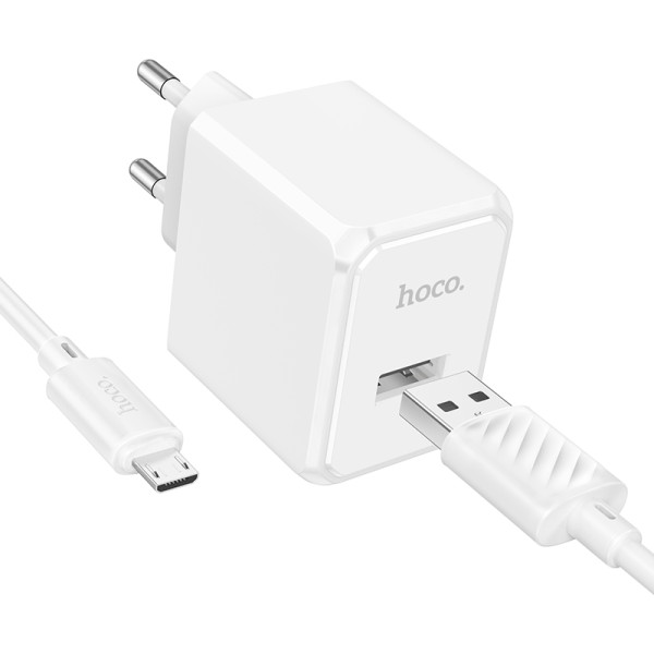Фото - Сетевое зарядное устройство HOCO CS11A Ocean single port charger set(Micro) White (6942007603591)