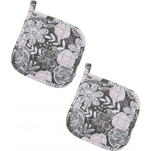 Фото - Набір прихваток Home Line Квіти графітово-фрезові 2 шт. (177488)