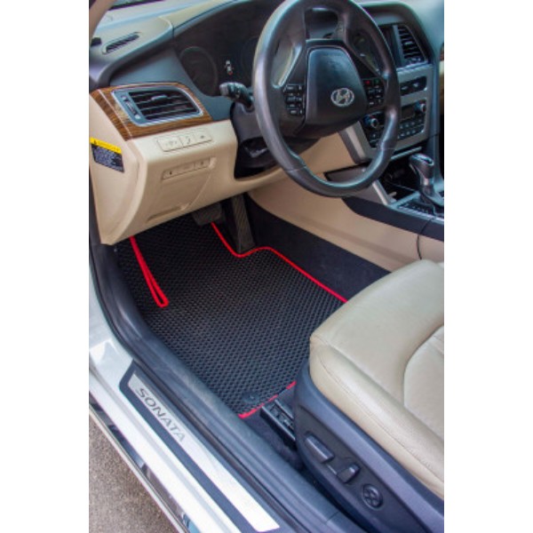 Фото - Коврики ворсовые в салон авто EVAtech Standard для Hyundai Sonata (LF) Hybrid 2014-2019 7 поколение Sedan USA черный кант HY43551CVK5KH5VEB