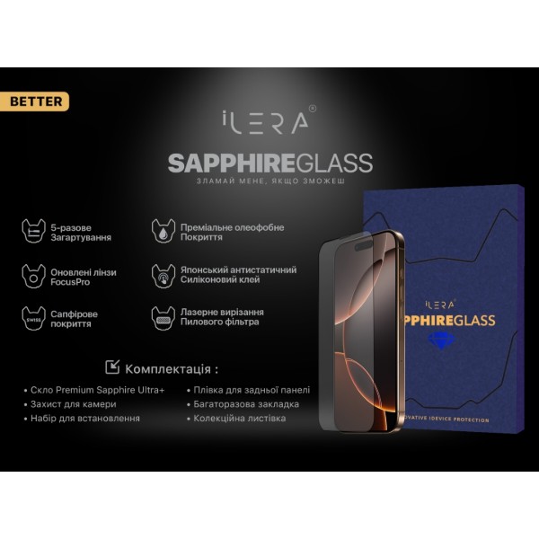Фото - Захисне скло для смартфону ILera Deluxe Frosted Glass for iPhone 15 Plus (iLFrDL15Ps)