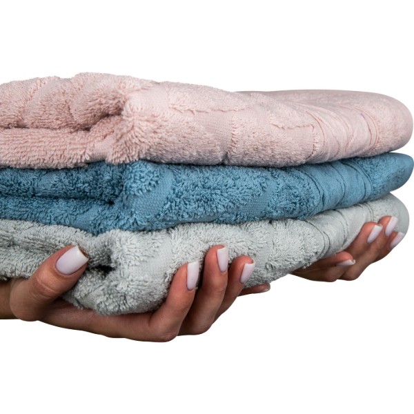 Фото - Рушник для обличчя GM Textile блакитний листочок махровий 50х90