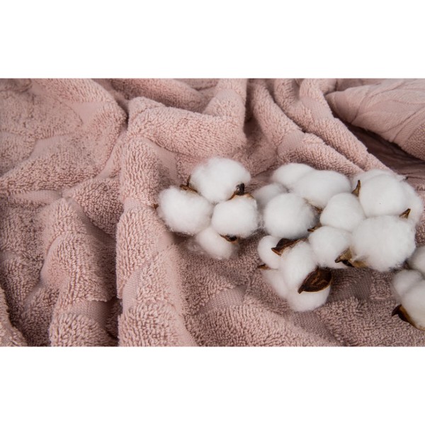 Фото - Рушник для обличчя GM Textile рожевий листочок махровий 50х90
